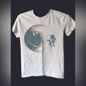 Threadless Cream Kids Tee with Blue Smiley Moon and Yellow Accents